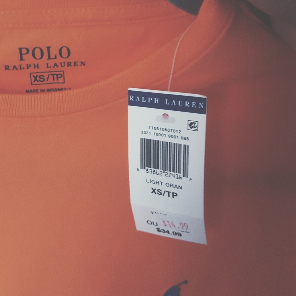 Brand new soft orange Polo Ralph Lauren tee shirt